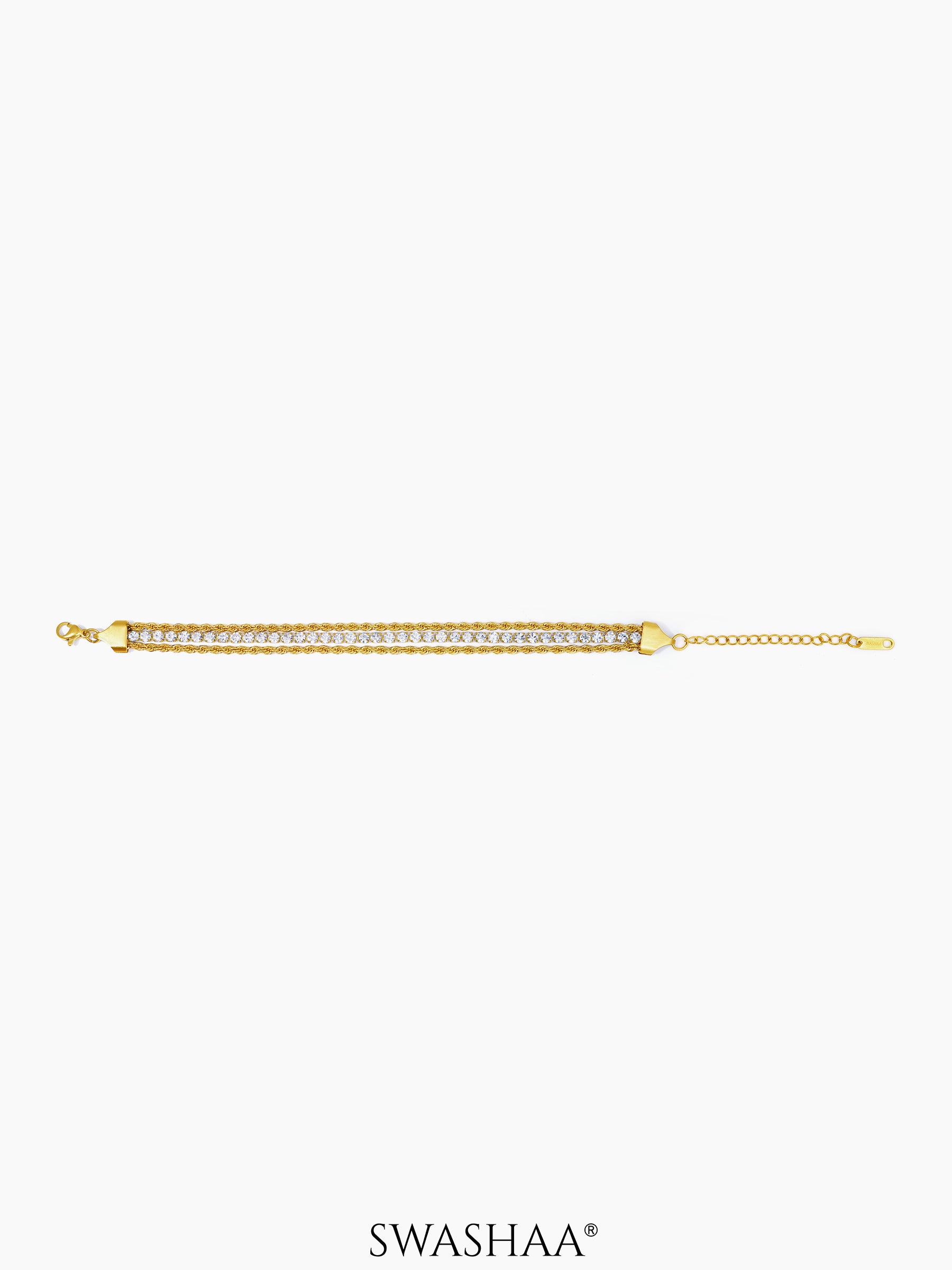Reya White Diamond Charms Layered Rope 18K Gold Plated Loose Bracelet