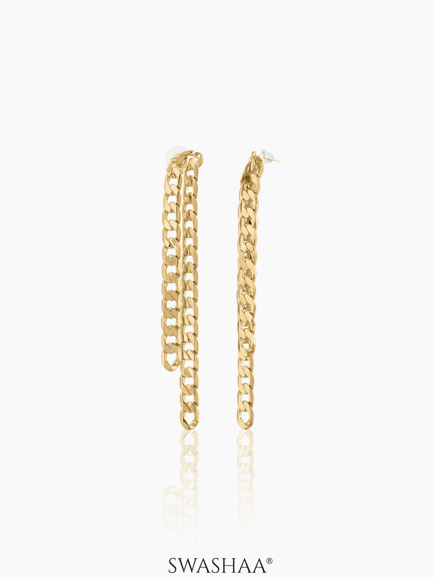 Rhea Double Strand 18K Gold Plated Chain Dangling Earrings