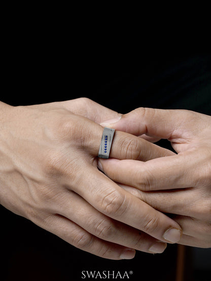 Rheon Blue Diamond Signet Band Men's Ring
