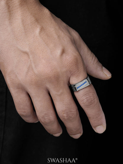 Rheon Blue Diamond Signet Band Men's Ring