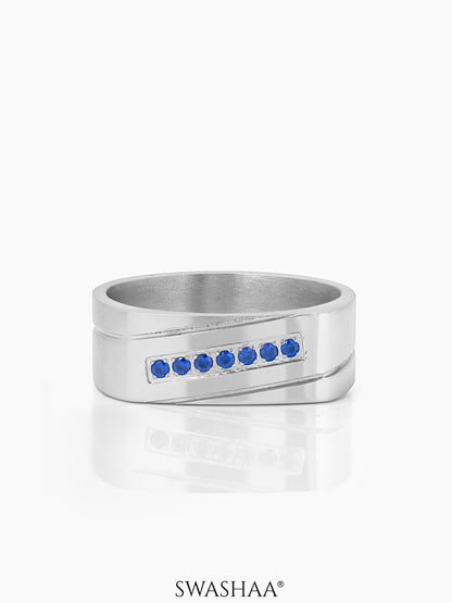 Rheon Blue Diamond Signet Band Men's Ring