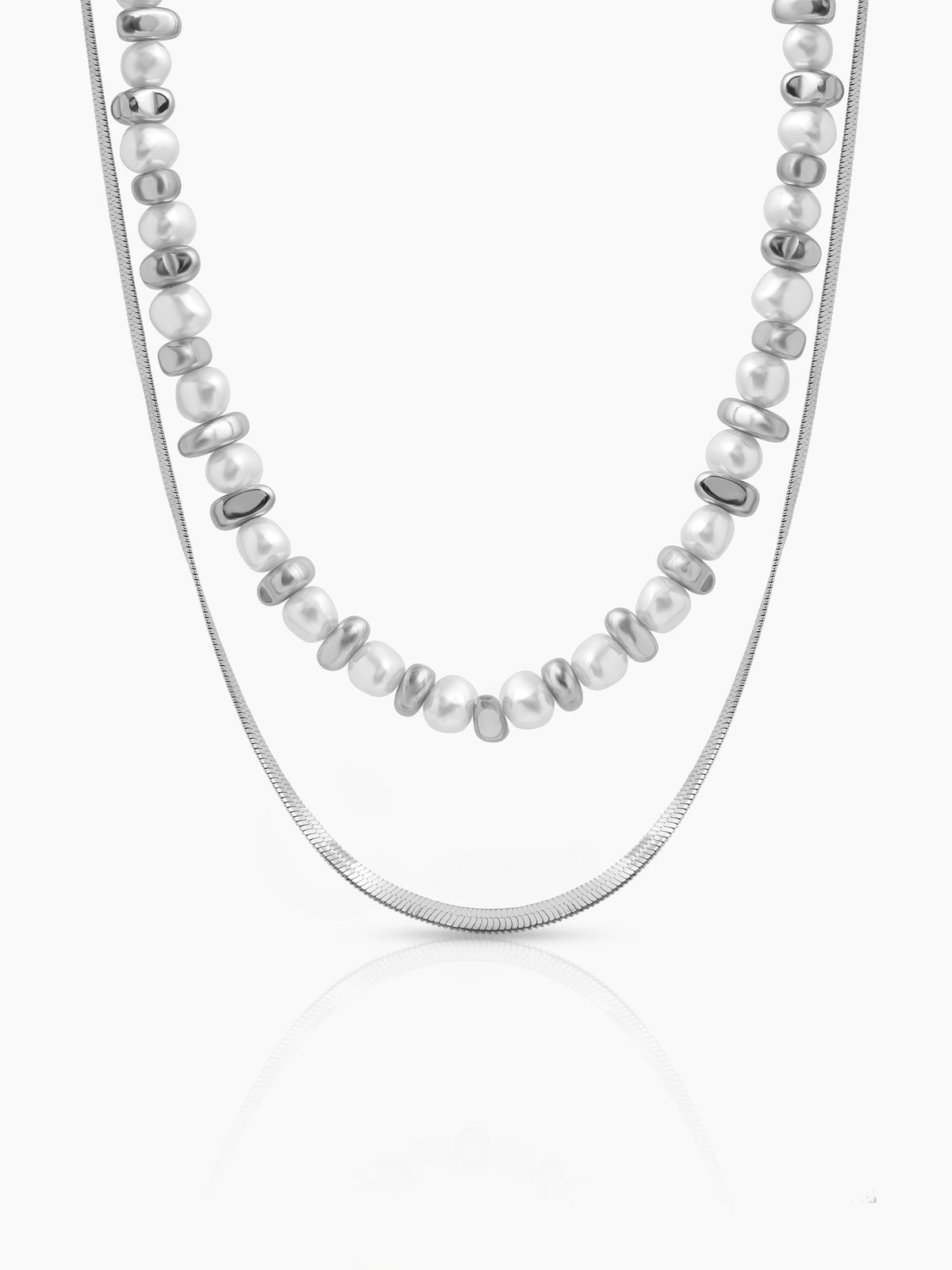Rian Beaded Layered Men's Silver Chain