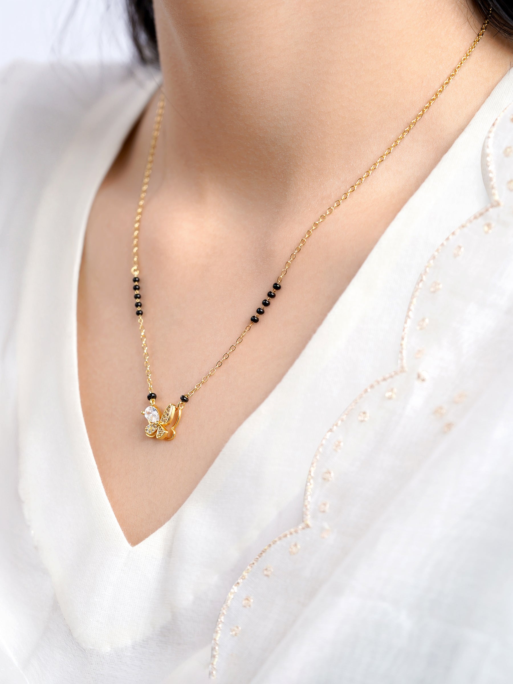 Ridhima Butterfly Diamond Mangalsutra - Swashaa