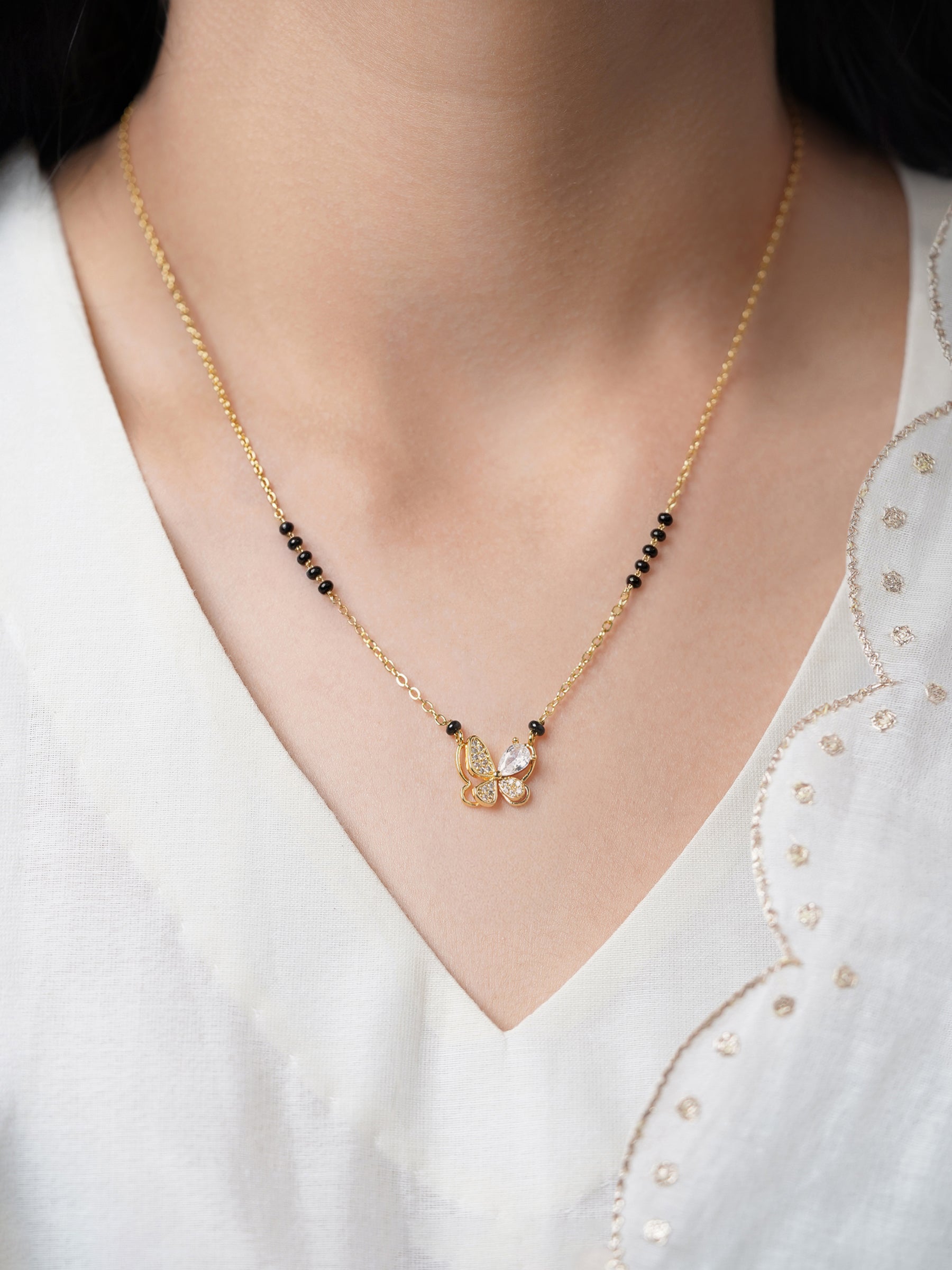 Ridhima Butterfly Diamond Mangalsutra - Swashaa