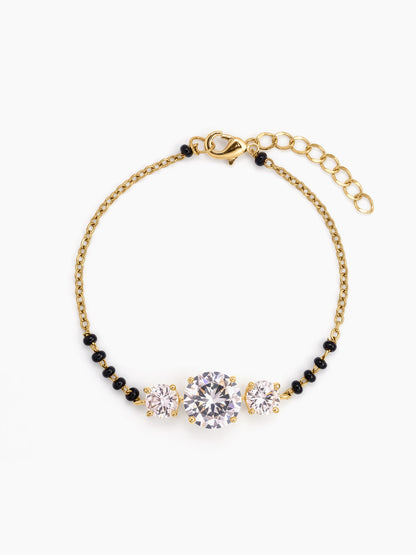 Rihana Trio Solitaire Diamond 18K Gold Plated Women's Mangalsutra Bracelets