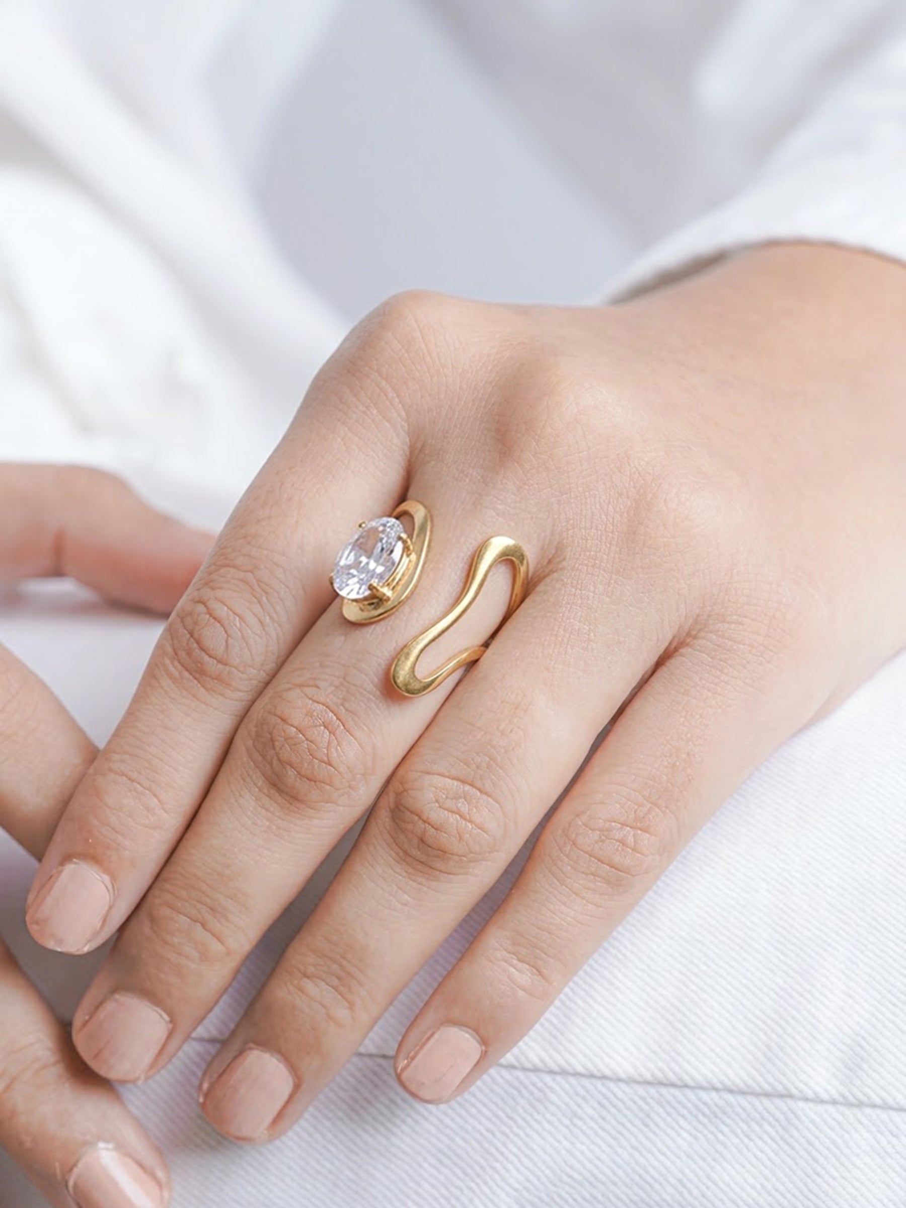 Rilona Solitaire Diamond 18K Gold Plated Women's Ring