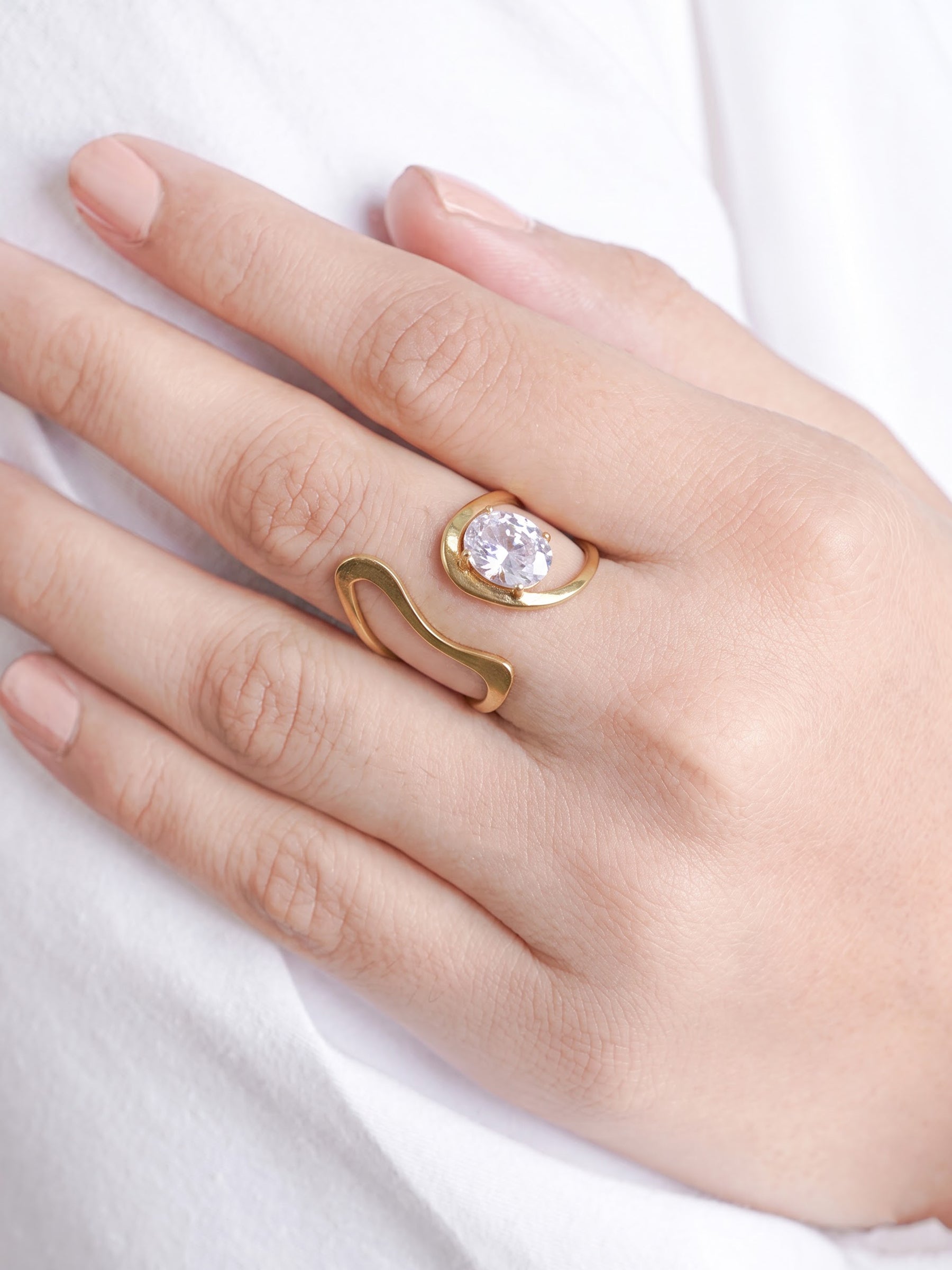 Rilona Solitaire Diamond 18K Gold Plated Women's Ring