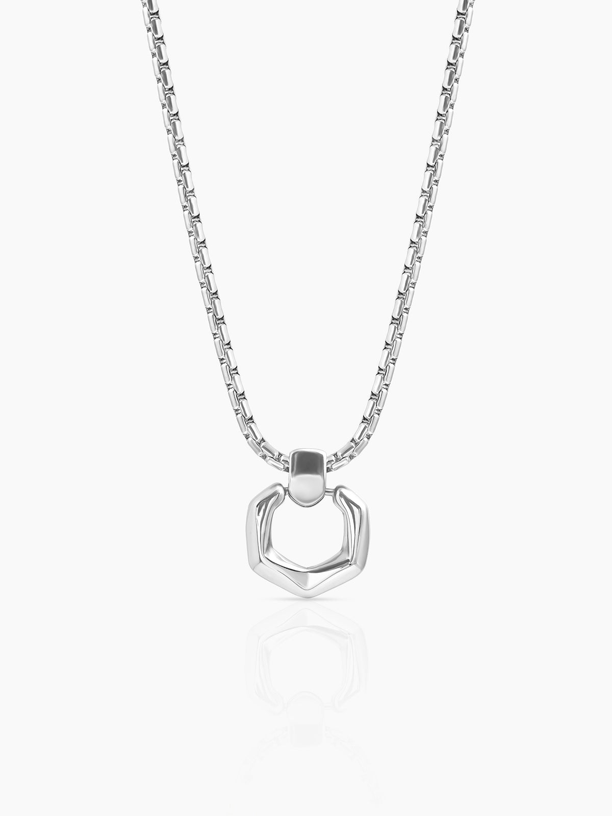 Rion Geomatric Hexa Men's Silver Chain Pendant