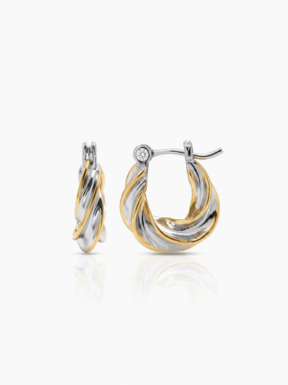 Riona Dual Tone Hoop Earrings - Swashaa