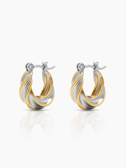 Riona Dual Tone Hoop Earrings - Swashaa