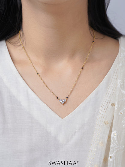 Rivana Trio Diamond Heart Sihouette 18K Gold Plated Mangalsutra