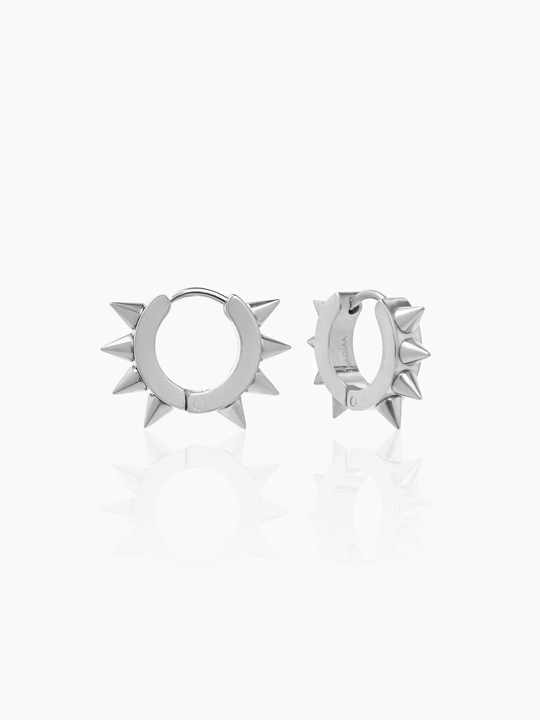 Riven Bold Spiked Silver Men's Hoop Earrings