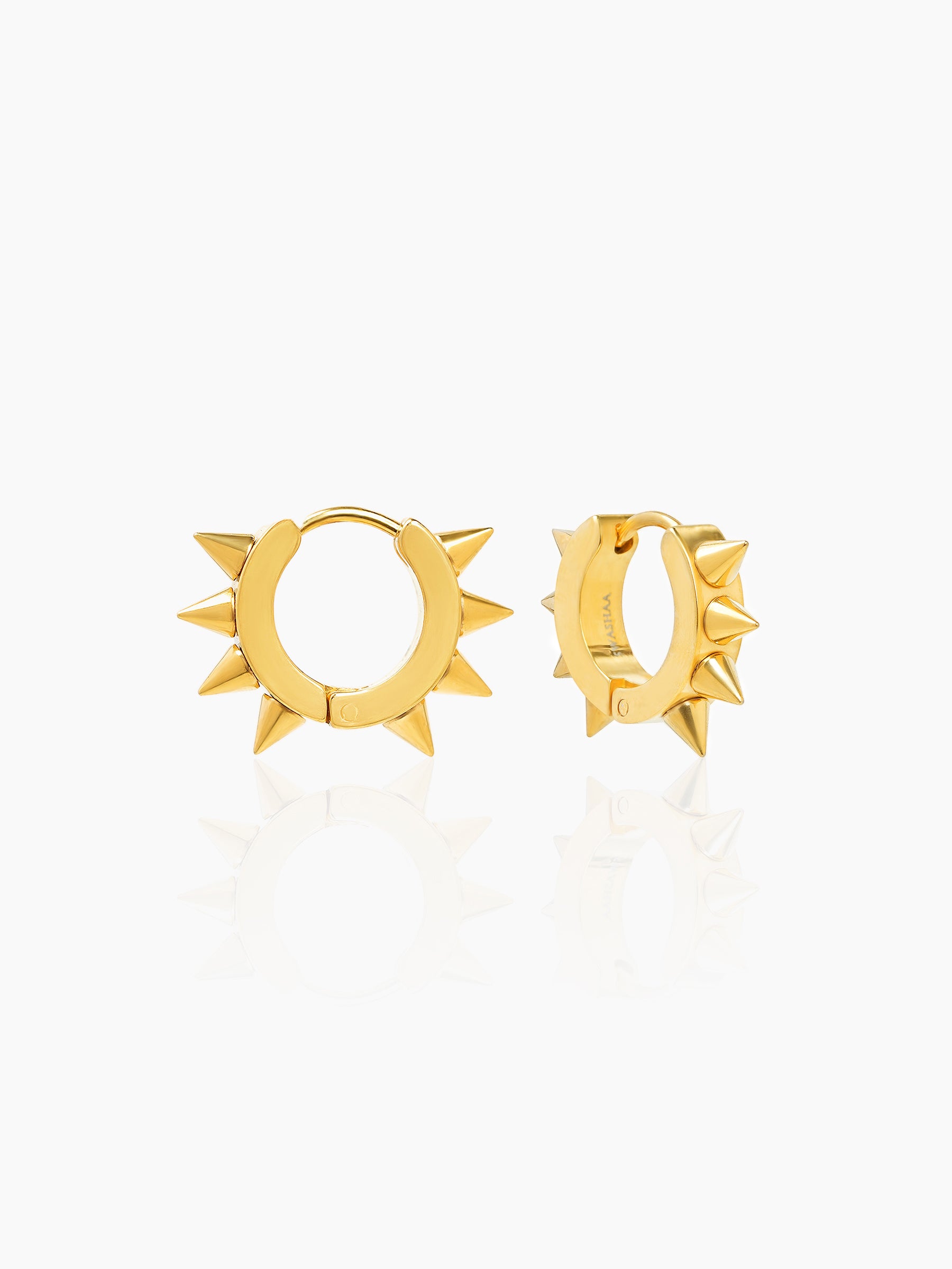 Riven Bold Spiked 18K Gold Plated Men's Hoop Earrings