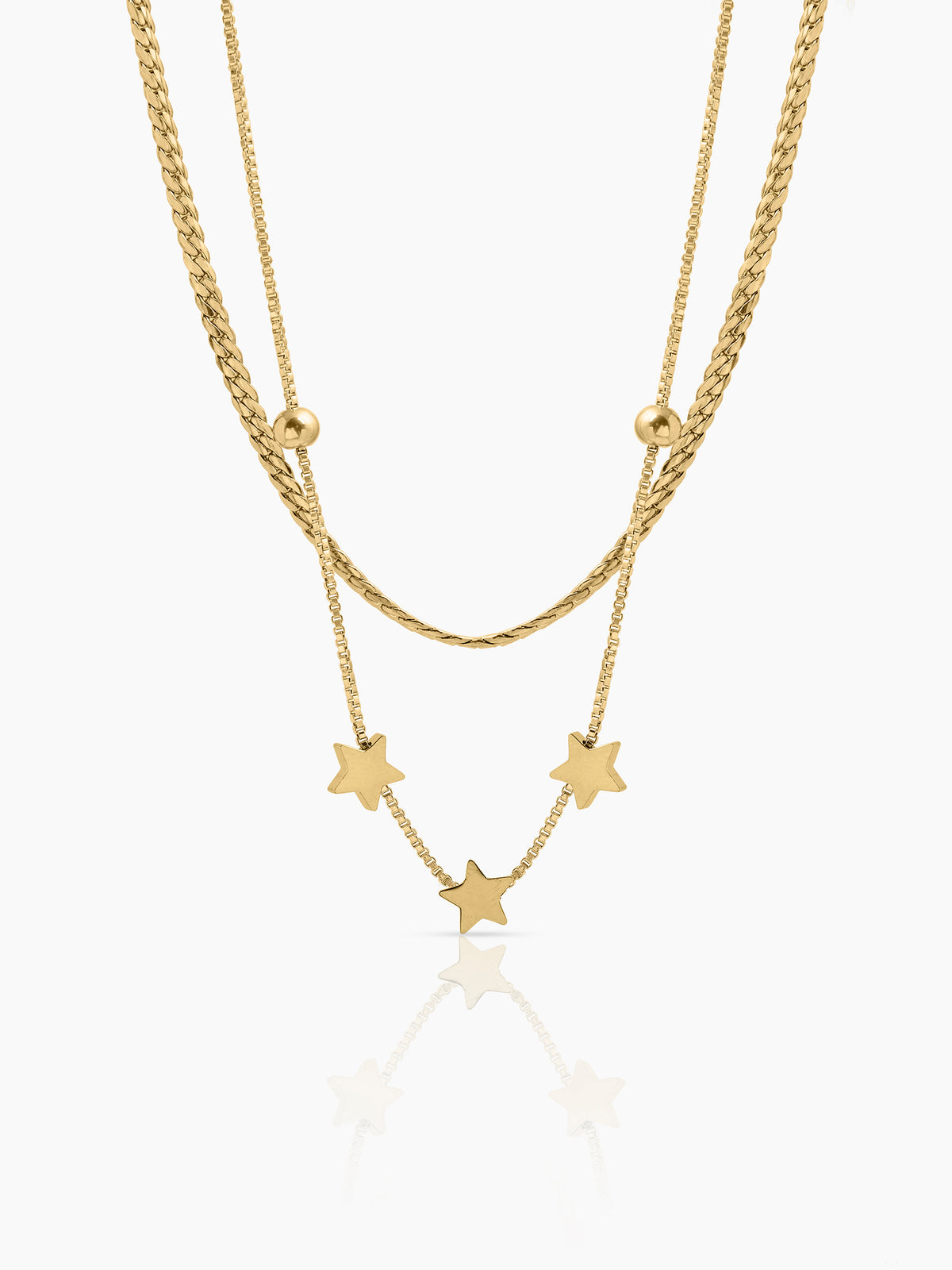 Rivora Star Charms Layered 18K Gold Plated Necklace