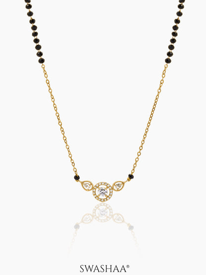 Rivya Teardrop Shaped CZ Diamond 18K Gold Plated Mangalsutra