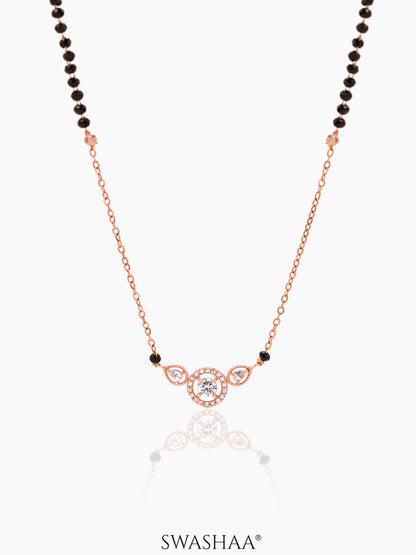 Rivya Teardrop Shaped CZ Diamond Rosegold Plated Mangalsutra