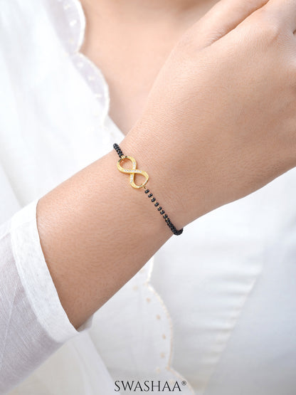 Riyana Infinity Charm 18K Gold Plated Mangalsutra Bracelet