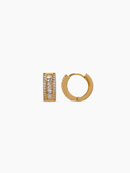 Rizelle Baguette 18K Gold Plated Women's Hoop Earrings
