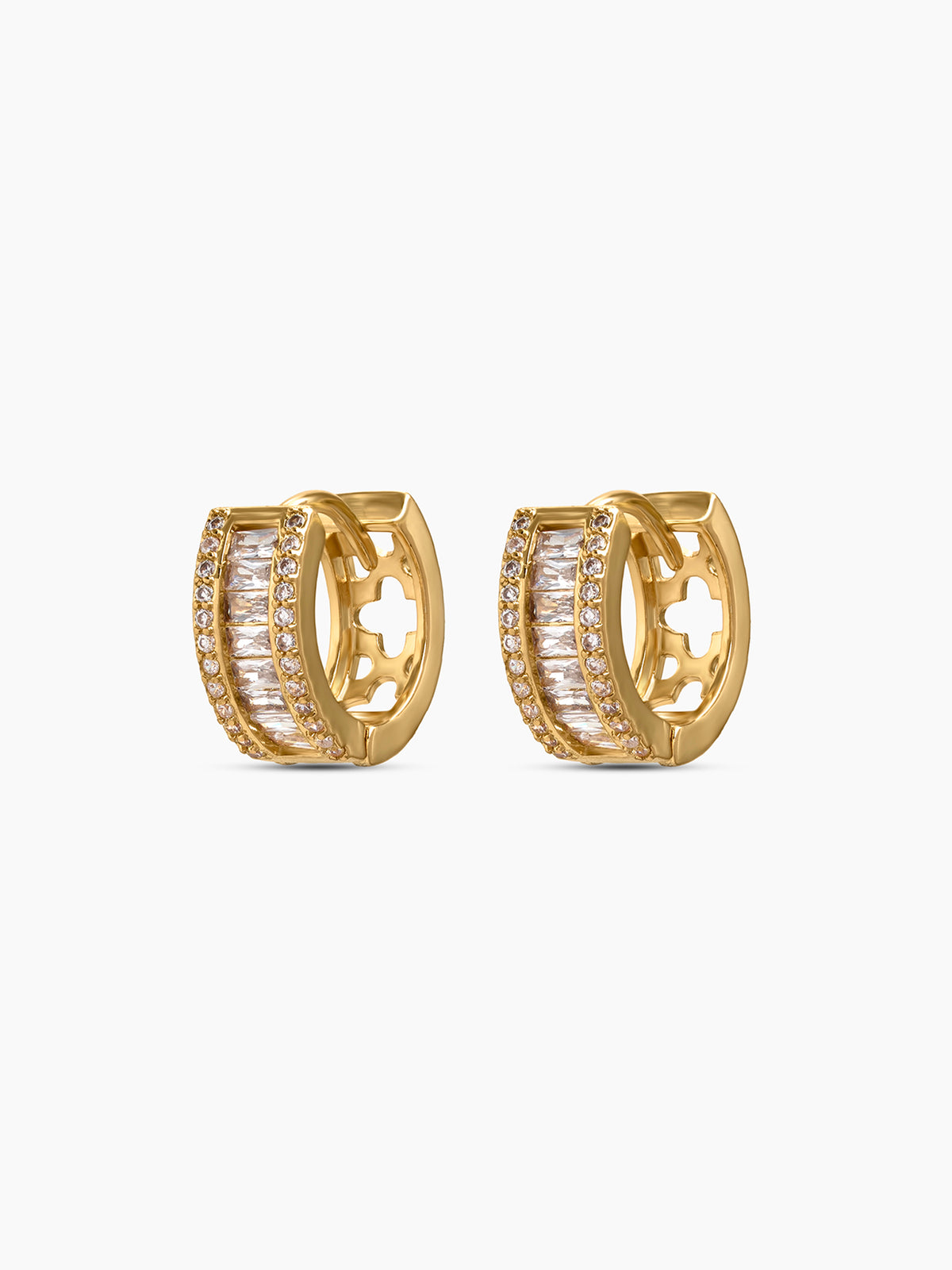 Rizelle Baguette 18K Gold Plated Women's Hoop Earrings