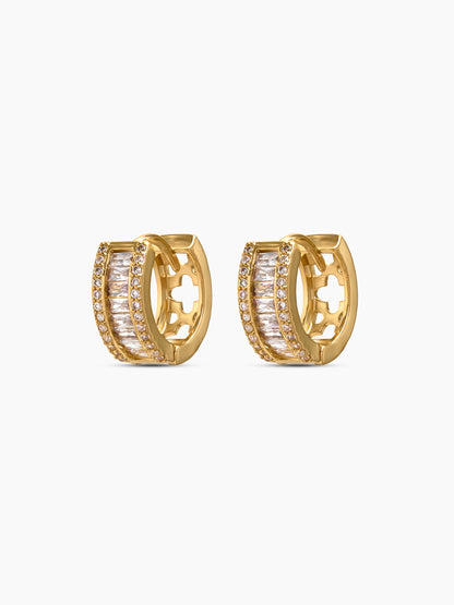 Rizelle Baguette 18K Gold Plated Women's Hoop Earrings