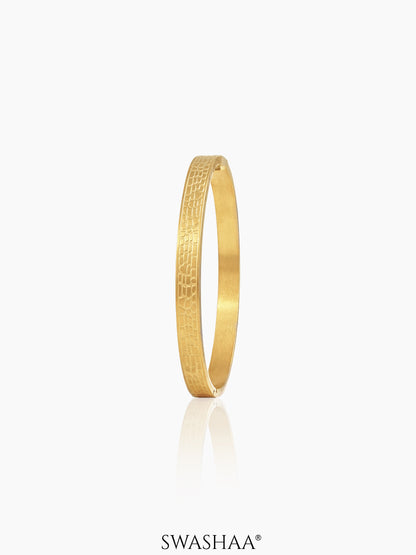 Roberto Brick Style Texture 18K Gold Plated Band Bracelet