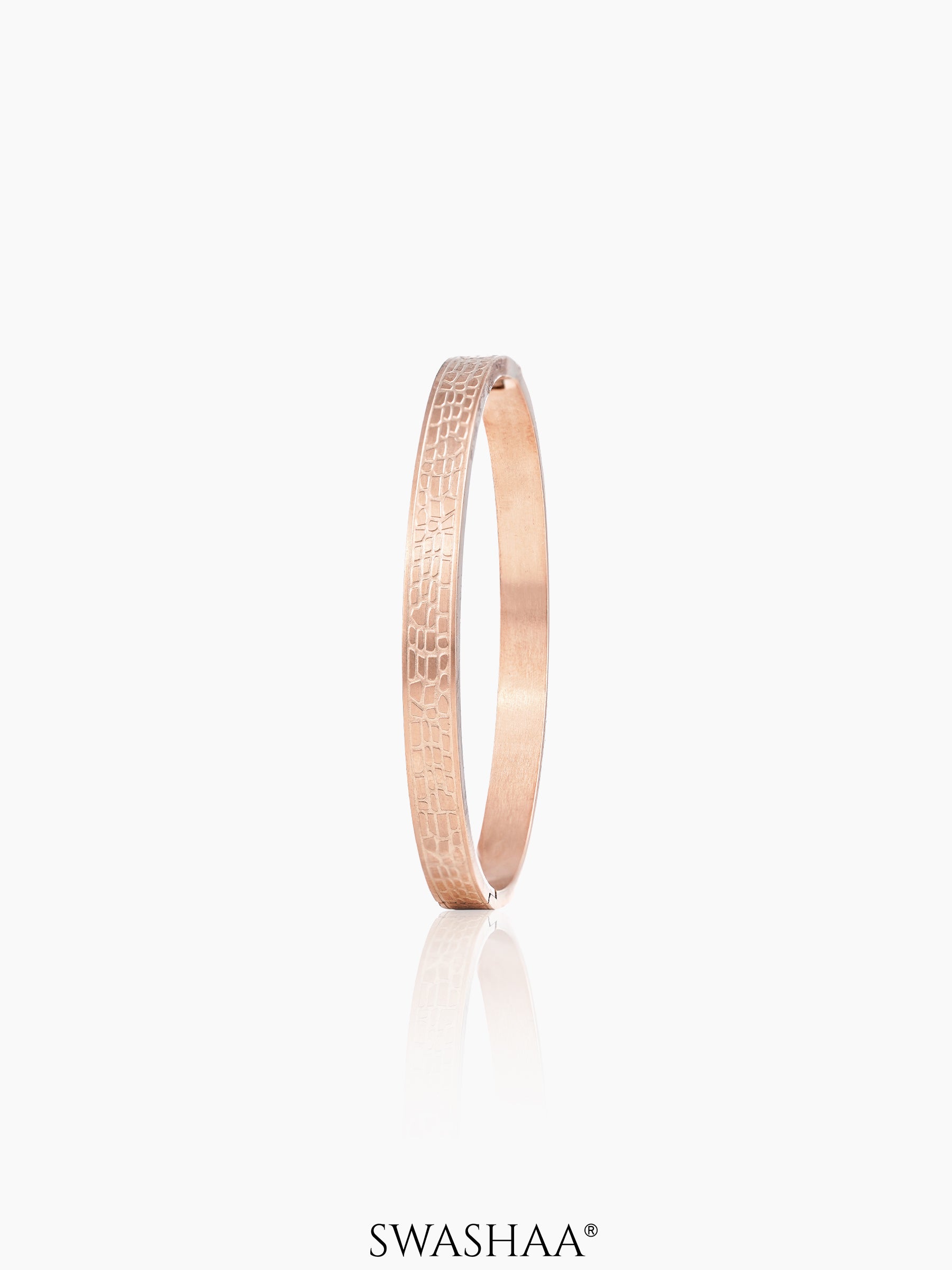 Roberto Brick Style Texture Rosegold Plated Band Bracelet