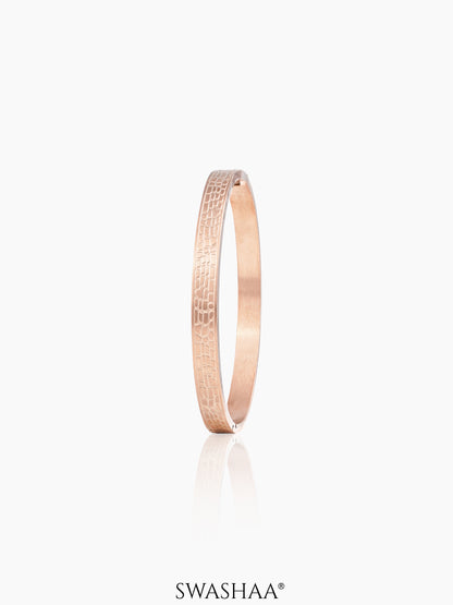 Roberto Brick Style Texture Rosegold Plated Band Bracelet
