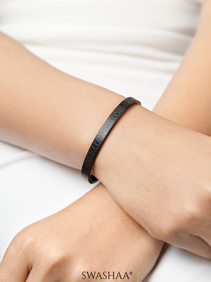 Roberto Brick Style Texture Black Band Bracelet