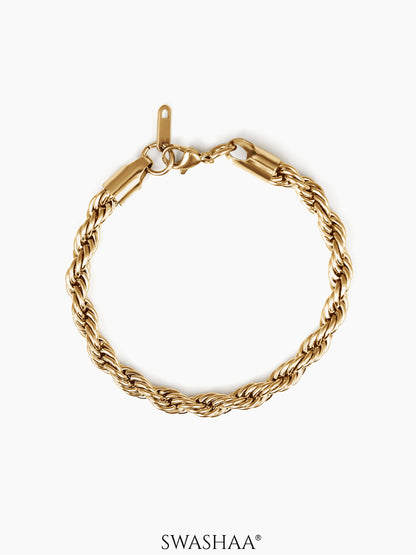 Rope Chain 18K Gold Plated Men's Bracelet