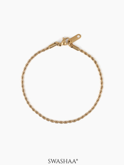 Rope Chain 18K Gold Plated Men's Bracelet