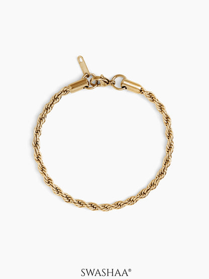 Rope Chain 18K Gold Plated Men's Bracelet