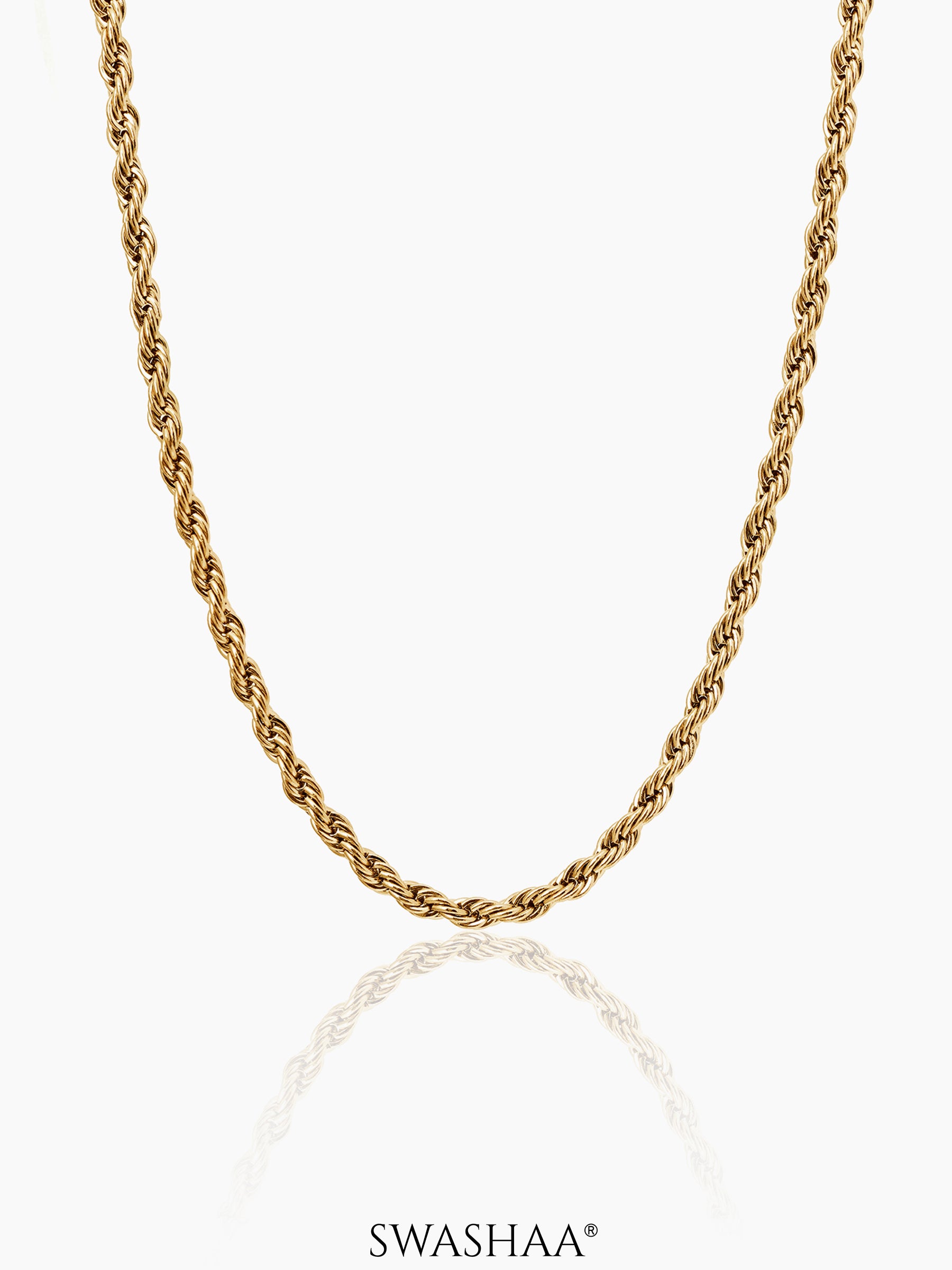 Rope Twisted Link 18K Gold Plated 3 MM Men's Chain