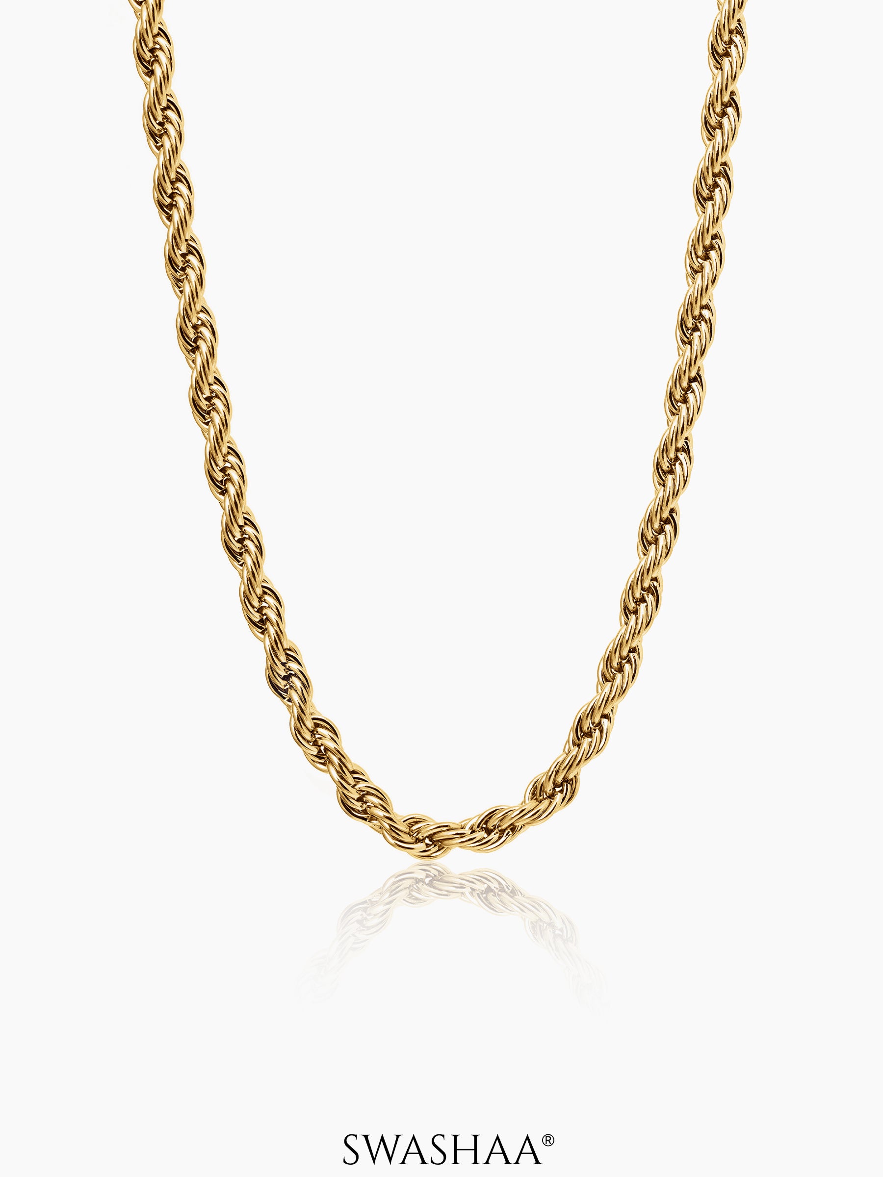 Rope Twisted Link 18K Gold Plated 6 MM Men's Chain