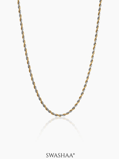 Rope Twisted Link Two Tone 2 MM Men's Chain
