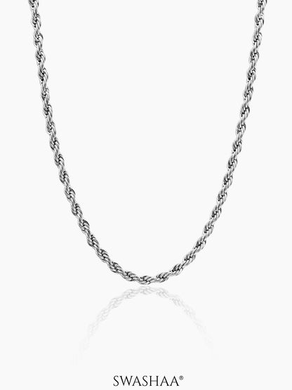 Rope Twisted Link Silver 3 MM Men's Chain