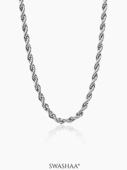 Rope Twisted Link Silver 6 MM Men's Chain