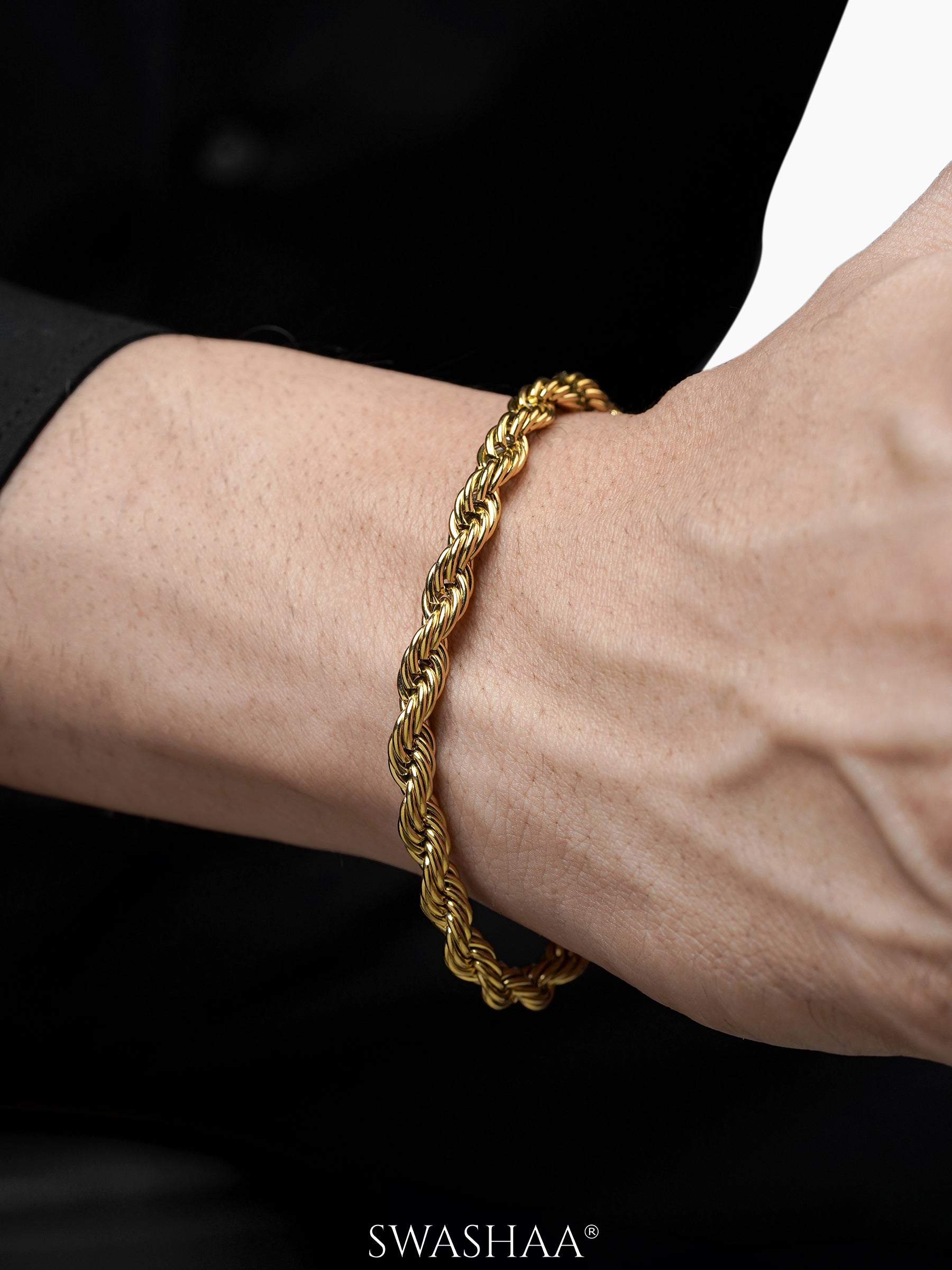 Rope Chain 18K Gold Plated Men's Bracelet