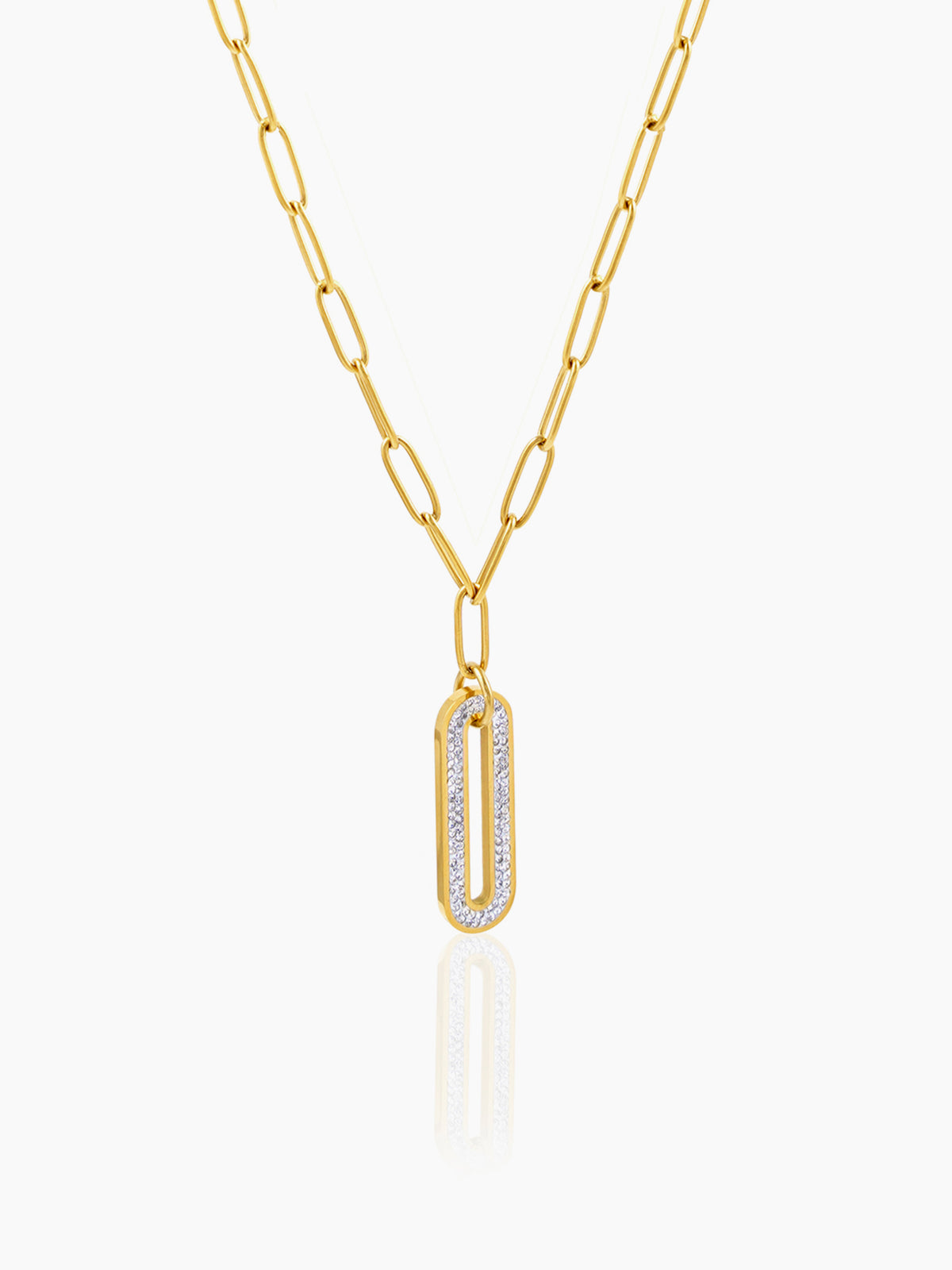 Roha Link Diamond 18K Gold Plated Chain Pendant Necklace