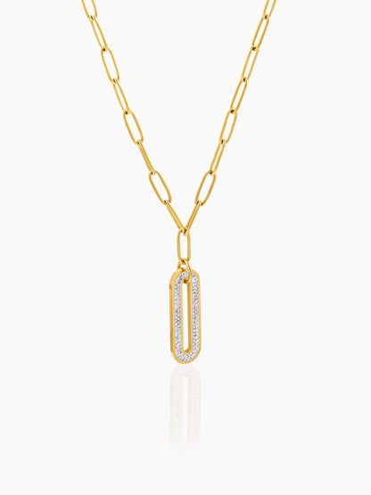 Roha Link Diamond 18K Gold Plated Chain Pendant Necklace