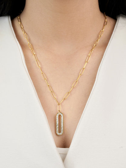 Roha Link Diamond 18K Gold Plated Chain Pendant Necklace