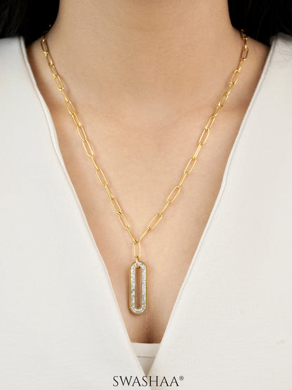Roha Link Diamond 18K Gold Plated Chain Pendant Necklace