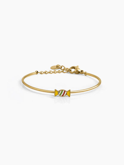 Rolo Candy Charm 18K Gold Plated Kid's Cuff Kada Bracelet 