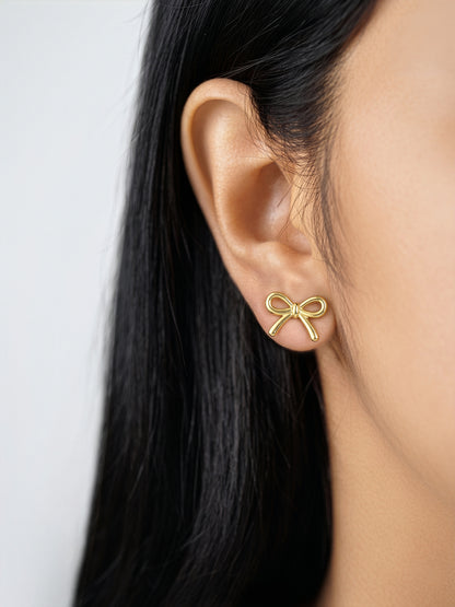Romi Bow Charm 18K Gold Plated Women's Stud Earrings