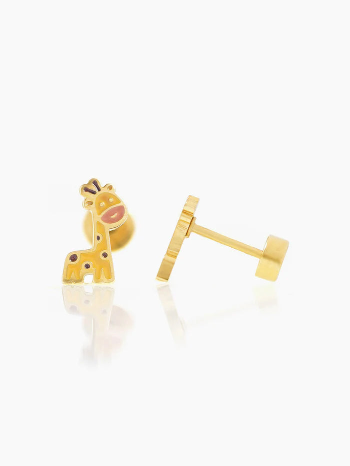 Rooh Giraffe Charm 18K Gold Plated Kid's Stud  Earrings