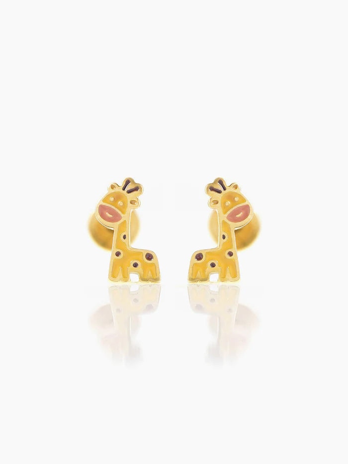 Rooh Giraffe Charm 18K Gold Plated Kid's Stud  Earrings
