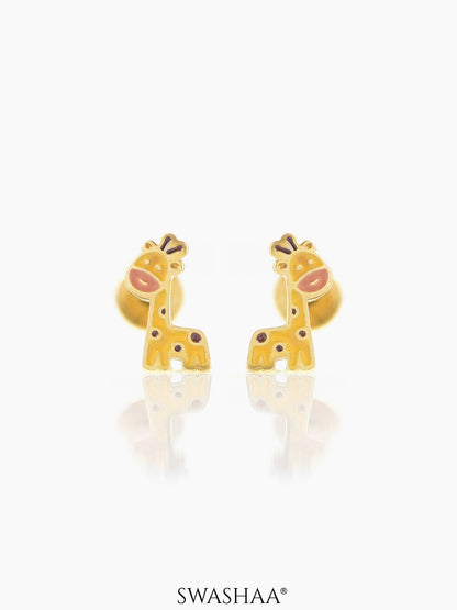 Rooh Giraffe Charm 18K Gold Plated Kid's Stud  Earrings