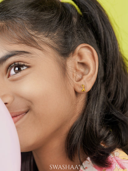 Rooh Giraffe Charm 18K Gold Plated Kid's Stud  Earrings