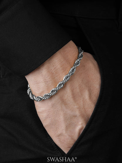 Rope Chain Silver Men's Bracelet