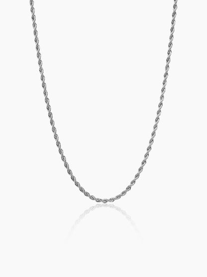 Rope Twisted Link Silver 3 MM Men's Chain