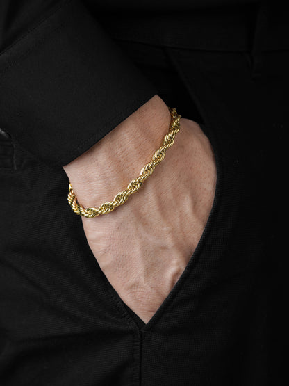 Rope Chain 18K Gold Plated Men's Bracelet